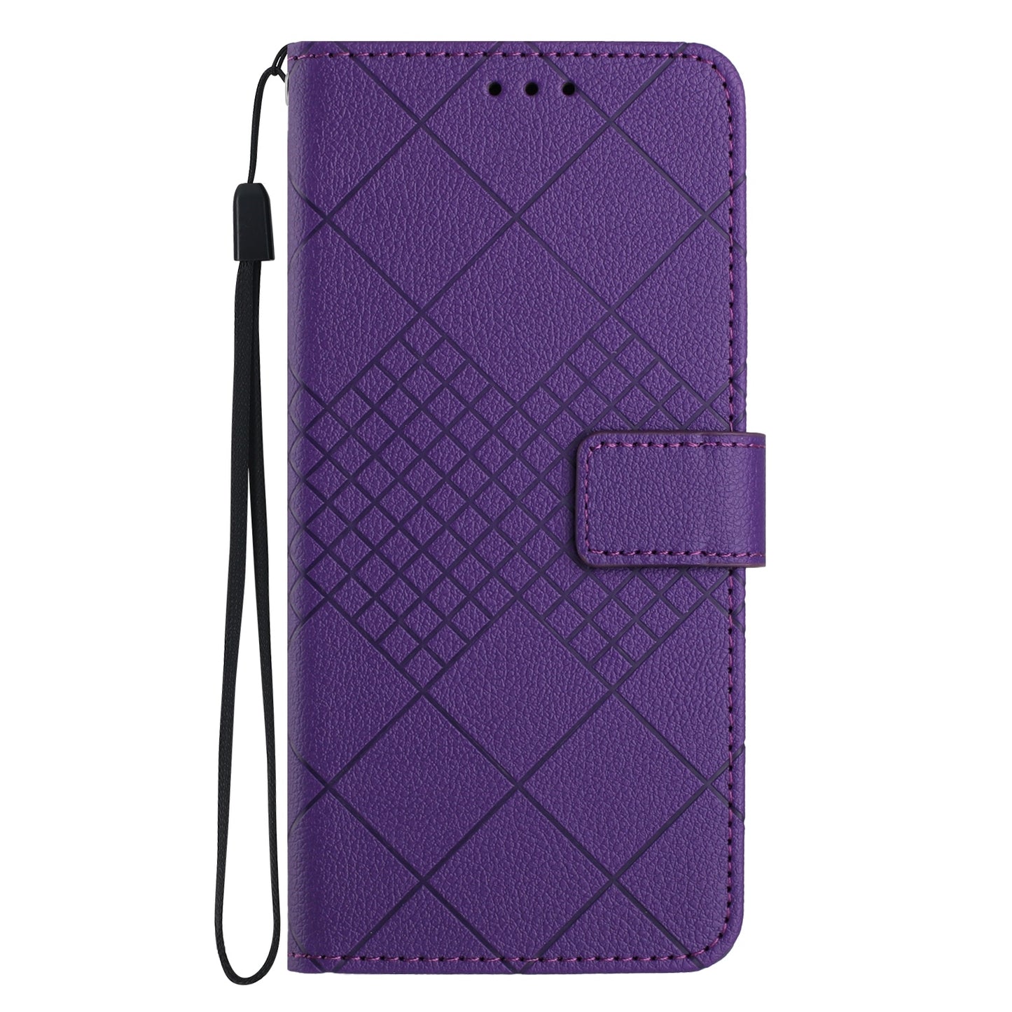 For-Honor-X9a-/-Magic5-Lite-5G-Rhombic-Grid-Texture-Leather-Phone-Case(Purple)
