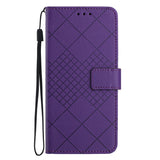 For-Honor-X9a-/-Magic5-Lite-5G-Rhombic-Grid-Texture-Leather-Phone-Case(Purple)