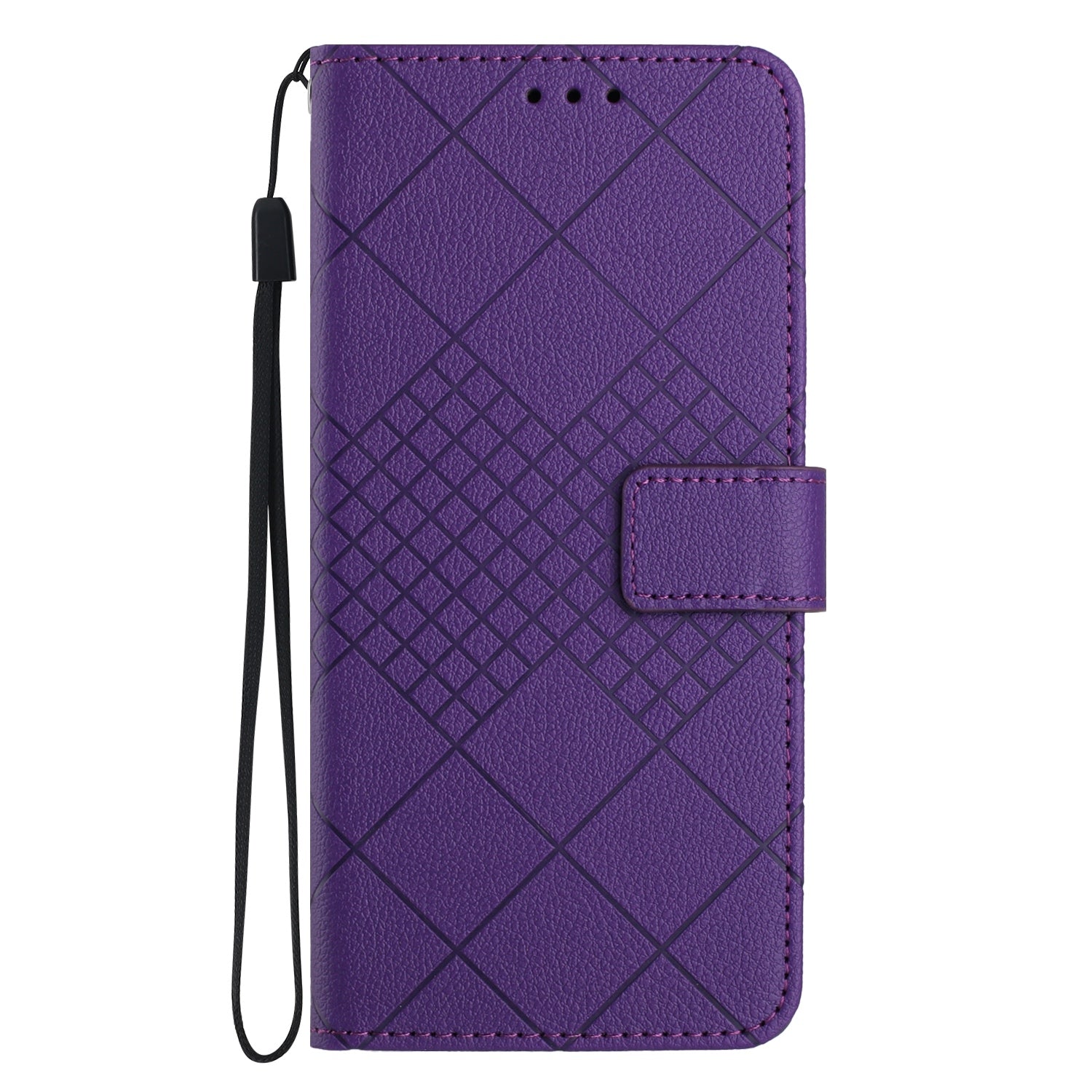For-Honor-X9a-/-Magic5-Lite-5G-Rhombic-Grid-Texture-Leather-Phone-Case(Purple)