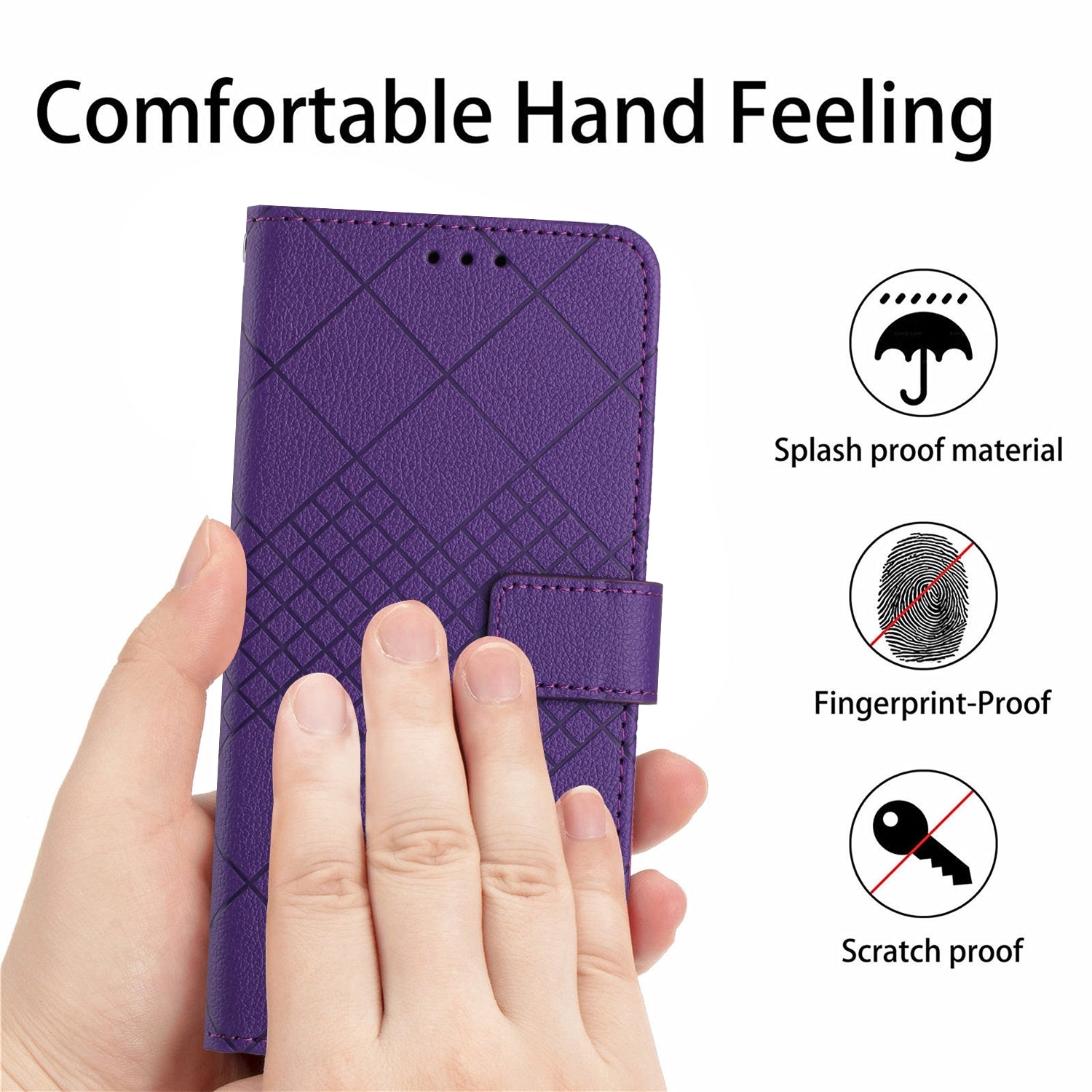 For-Honor-X9a-/-Magic5-Lite-5G-Rhombic-Grid-Texture-Leather-Phone-Case(Purple)