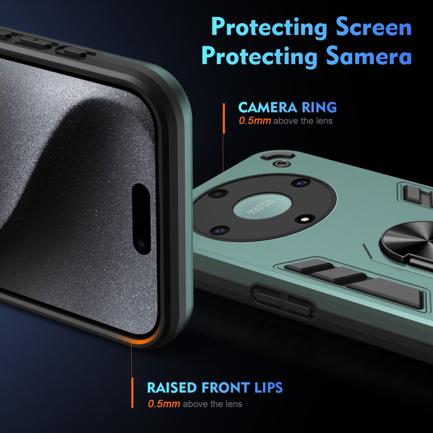 For-Honor-X9a-Shockproof-Metal-Ring-Holder-Phone-Case(Green)