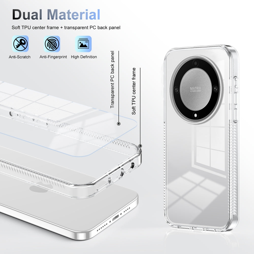 For-Honor-X9a-Anti-slip-Clear-Acrylic-Hybrid-TPU-Phone-Case(Transparent)