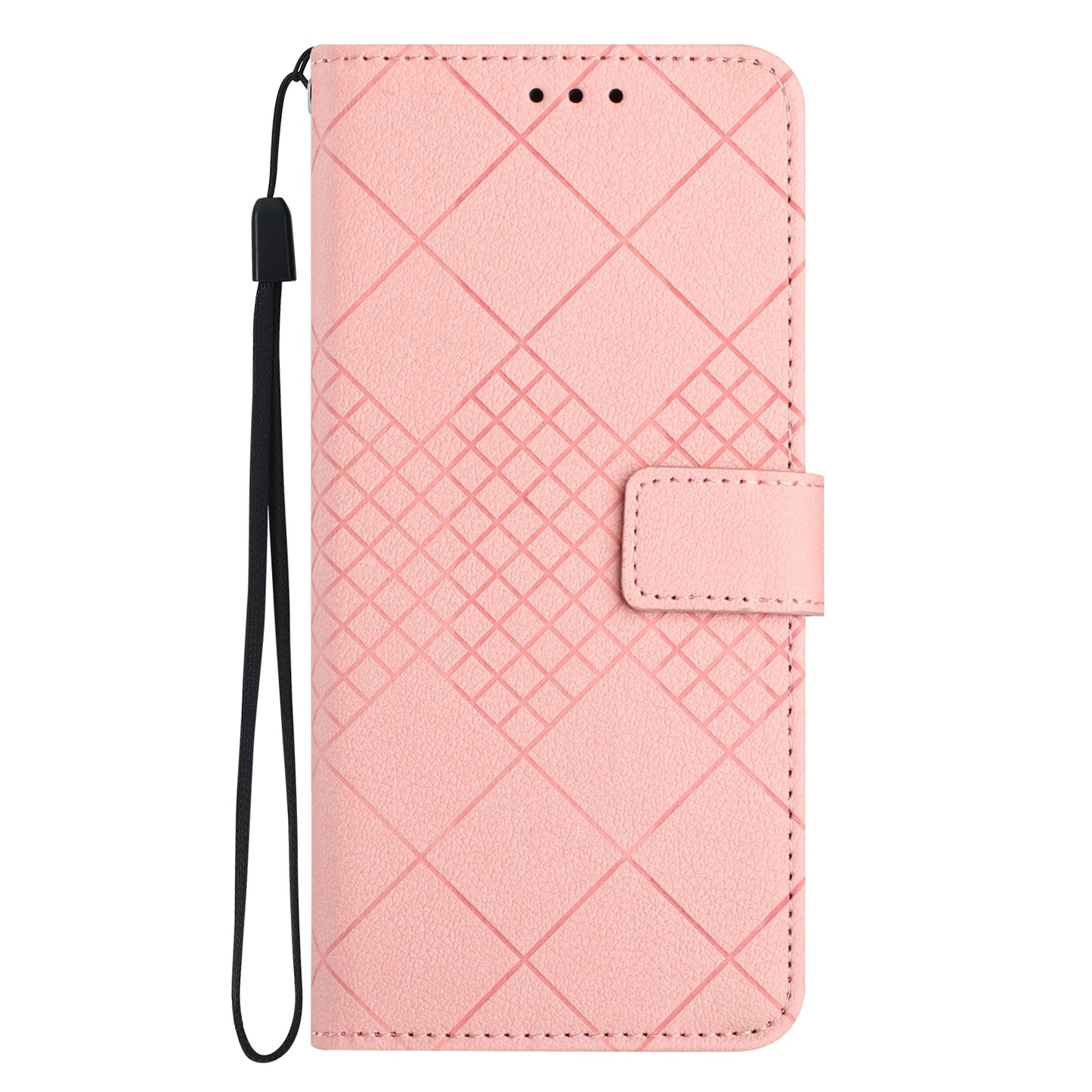 For-Honor-X9a-/-Magic5-Lite-5G-Rhombic-Grid-Texture-Leather-Phone-Case(Pink)