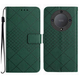 For-Honor-X9a-/-Magic5-Lite-5G-Rhombic-Grid-Texture-Leather-Phone-Case(Green)