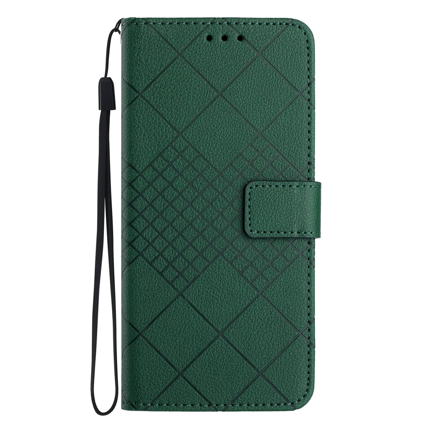 For-Honor-X9a-/-Magic5-Lite-5G-Rhombic-Grid-Texture-Leather-Phone-Case(Green)