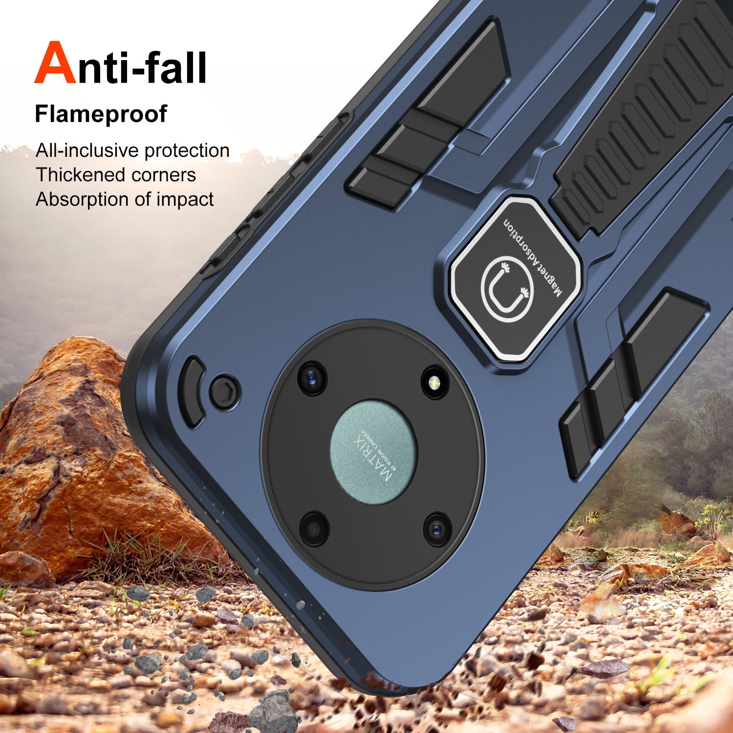 For-Honor-X9a-Shockproof-Holder-Phone-Case(Blue)