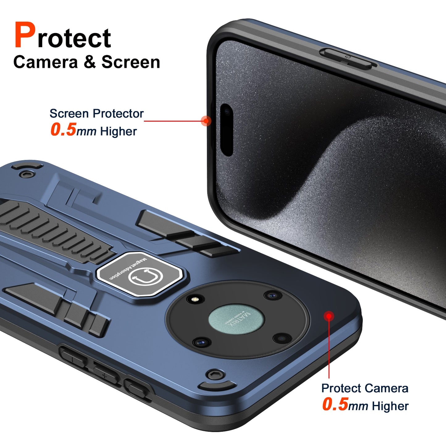 For-Honor-X9a-Shockproof-Holder-Phone-Case(Blue)