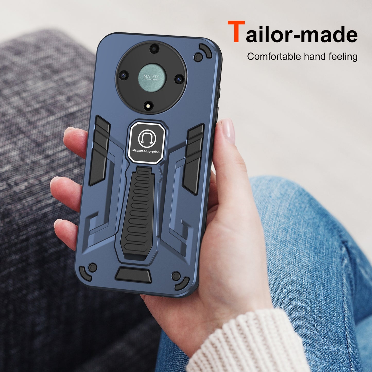 For-Honor-X9a-Shockproof-Holder-Phone-Case(Blue)