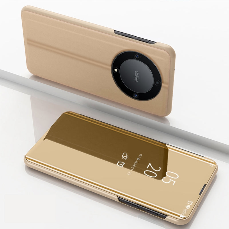 For-Honor-X9b-Plated-Mirror-Horizontal-Flip-Leather-Phone-Case-with-Holder(Gold)