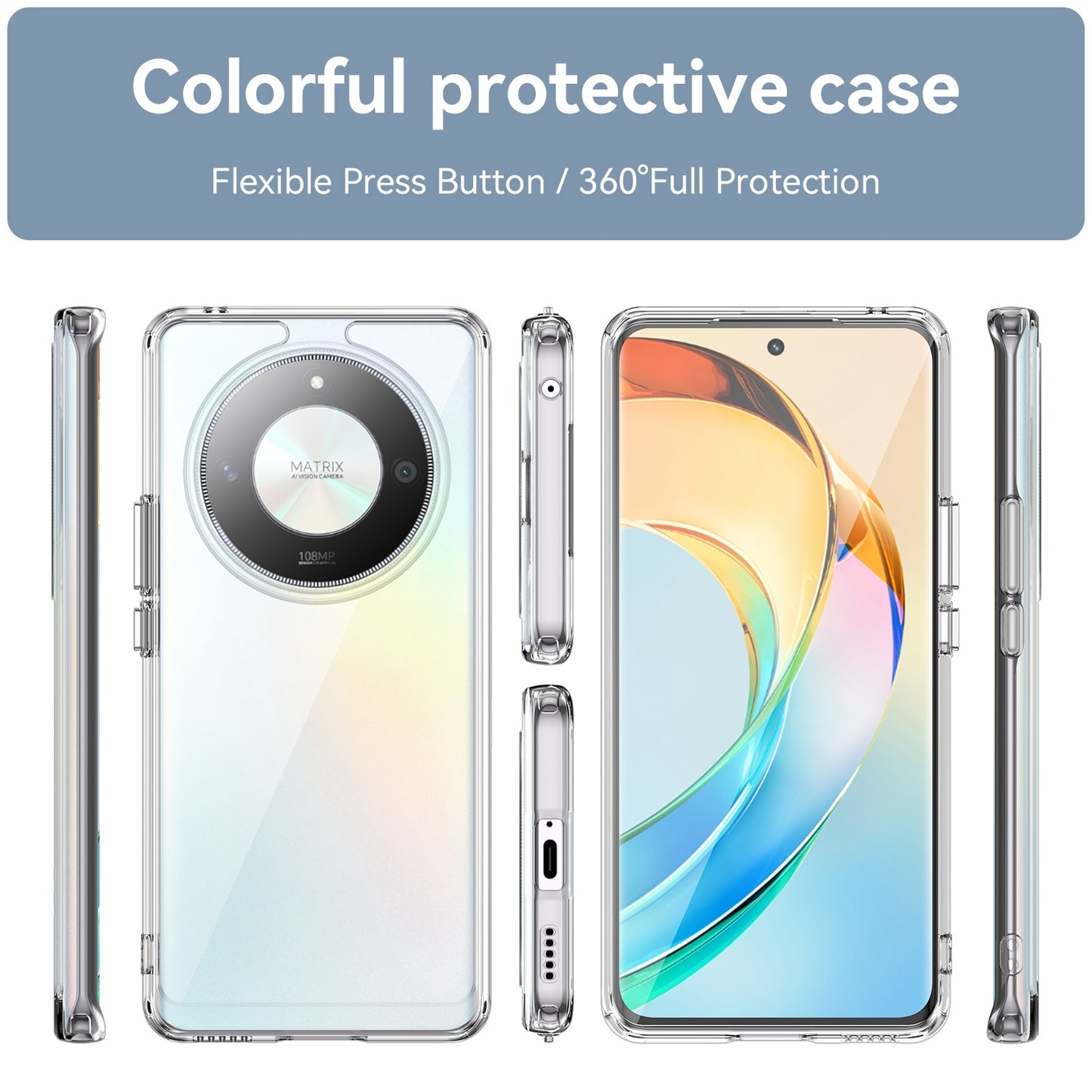 For-Honor-X9b-Colorful-Series-Acrylic-Hybrid-TPU-Phone-Case(Transparent)