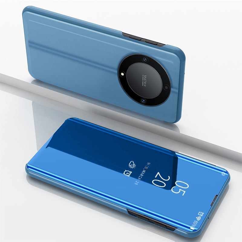 For-Honor-X9b-Plated-Mirror-Horizontal-Flip-Leather-Phone-Case-with-Holder(Blue)