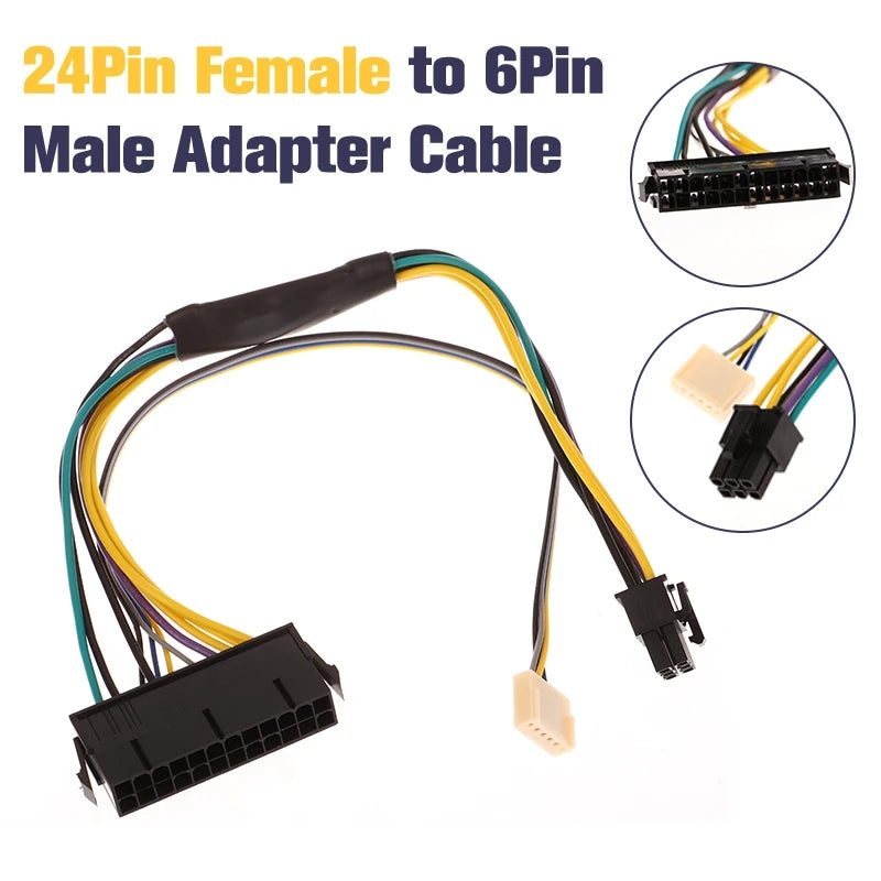 For-HP-Elite-8100-8200-8300-ATX-24pin-To-6P-Adapter-Cable