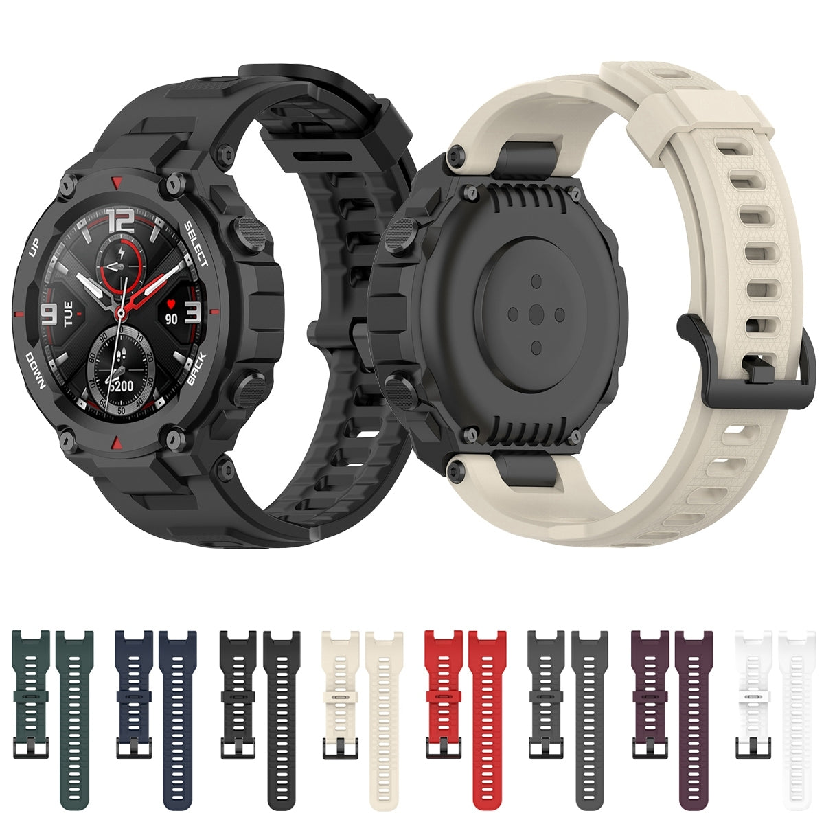 For-Huami-Amazfit-T-Rex-A1918-Tyrannosaurus-Silicone-Watch-Band(Olive-Green)