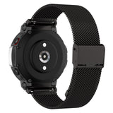 For-Huami-Amazfit-T-Rex-2-Snap-fit-Stainless-Steel-Mesh-Watch-Band(Black)