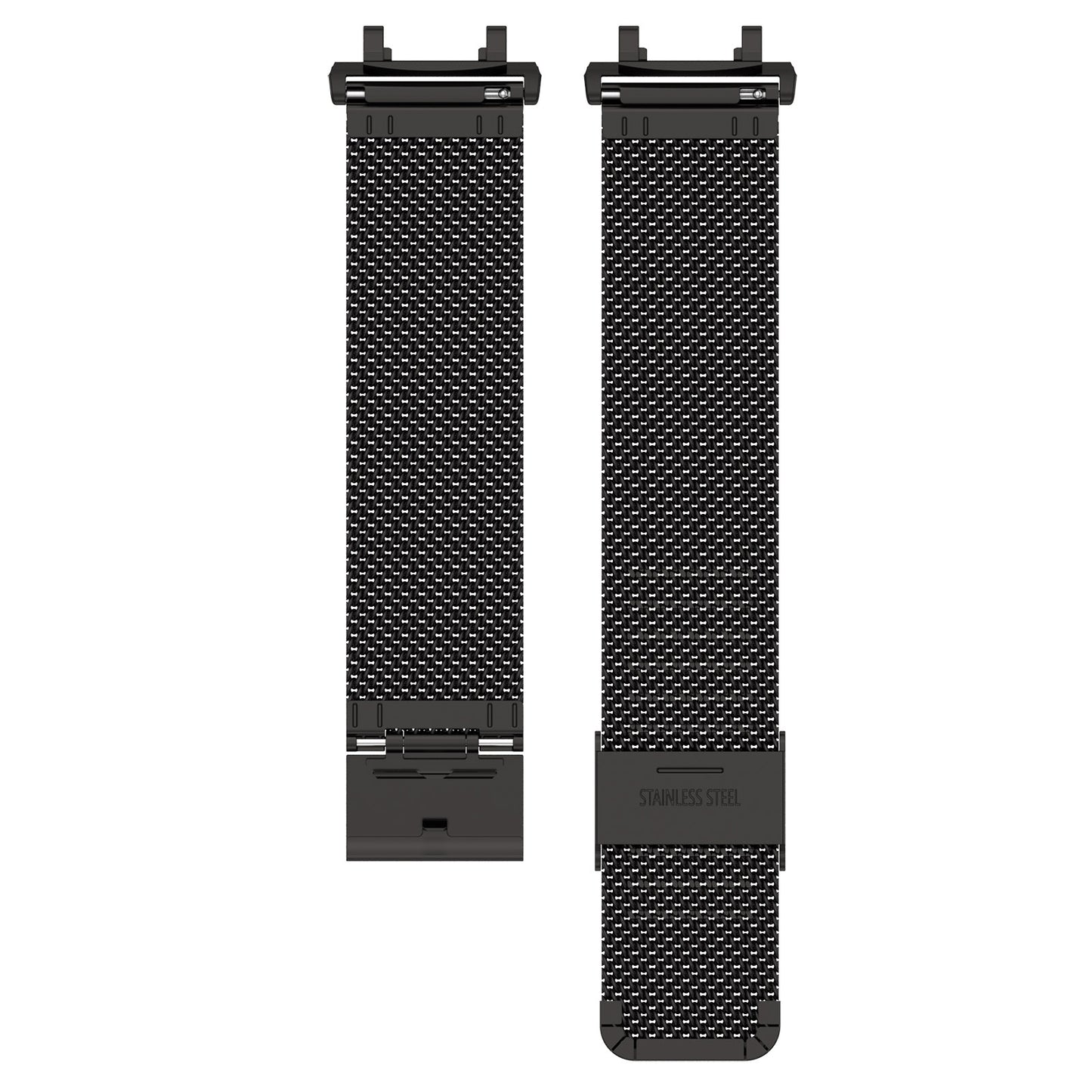 For-Huami-Amazfit-T-Rex-2-Snap-fit-Stainless-Steel-Mesh-Watch-Band(Black)