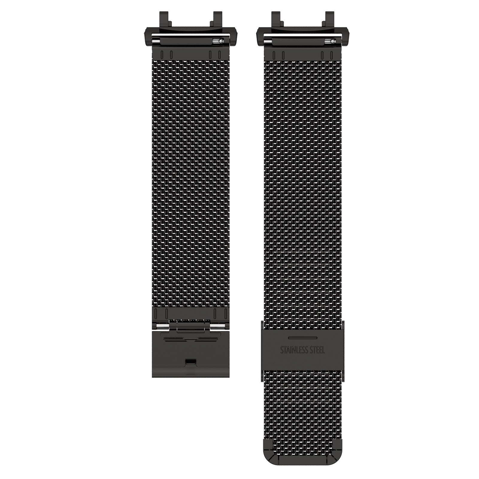 For-Huami-Amazfit-T-Rex-2-Snap-fit-Stainless-Steel-Mesh-Watch-Band(Black)