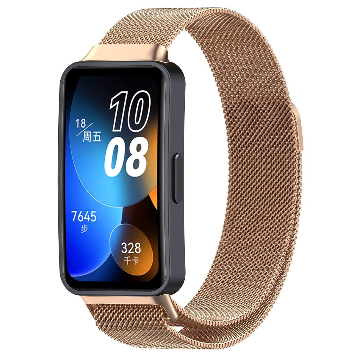 For-Huawei-Band-10-/-9-/-8-Milanese-Metal-Watch-Band(Rose-Gold)