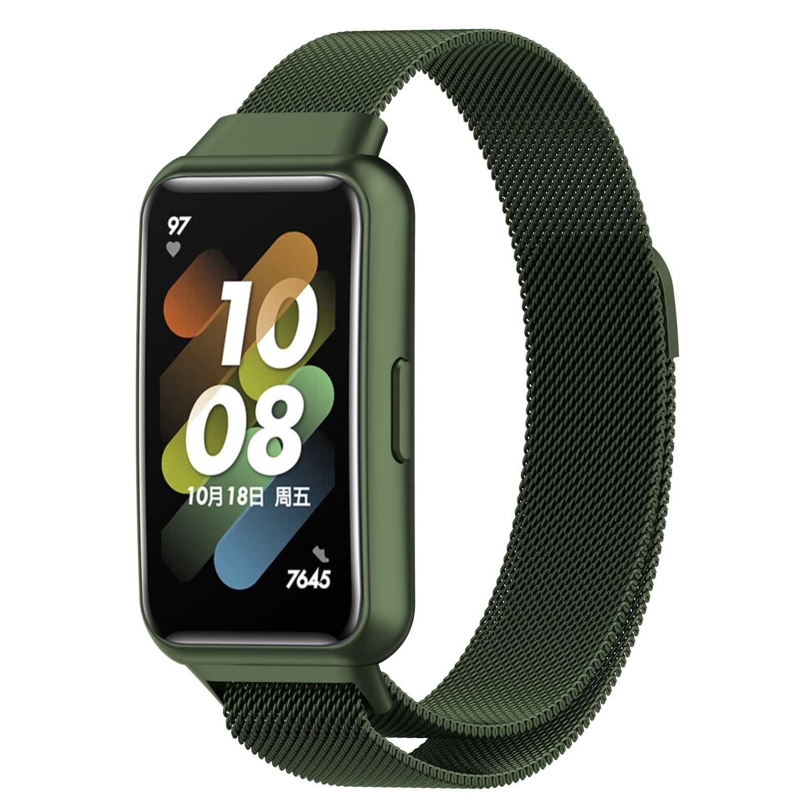 For-Huawei-Band-7-/-7-NFC-Milan-Metal-Magnetic-Watch-Band(Green)