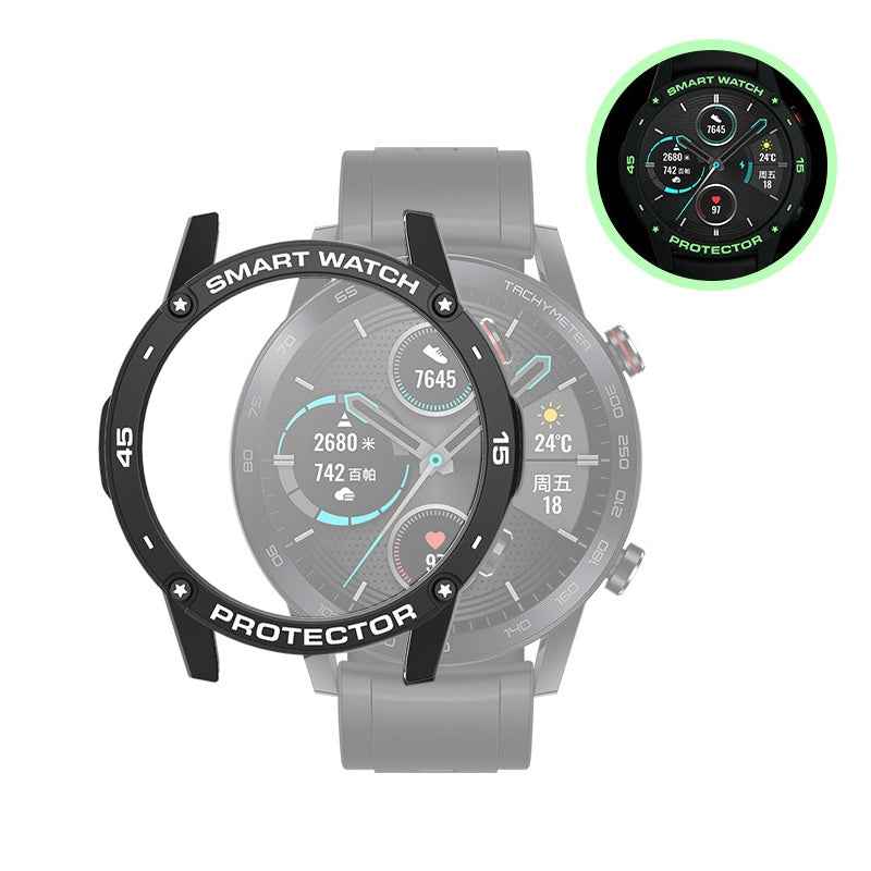 For-Huawei-Honor-Magic-2-46mm-Smart-Watch-TPU-Protective-Case,-Color:Black+White-Luminous-Green