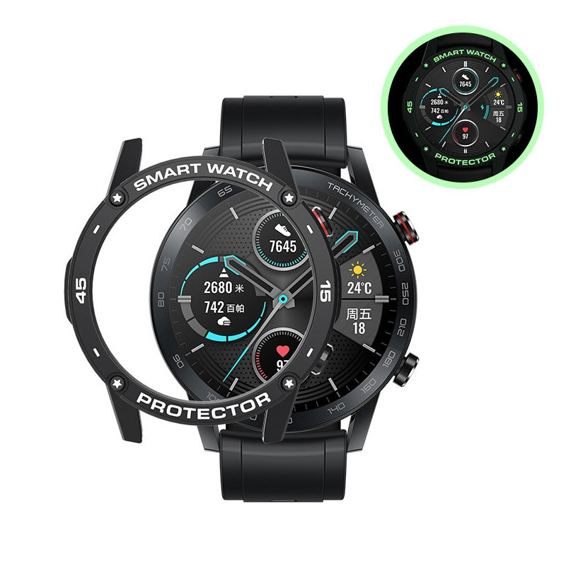 For-Huawei-Honor-Magic-2-46mm-Smart-Watch-TPU-Protective-Case,-Color:Black+White-Luminous-Green