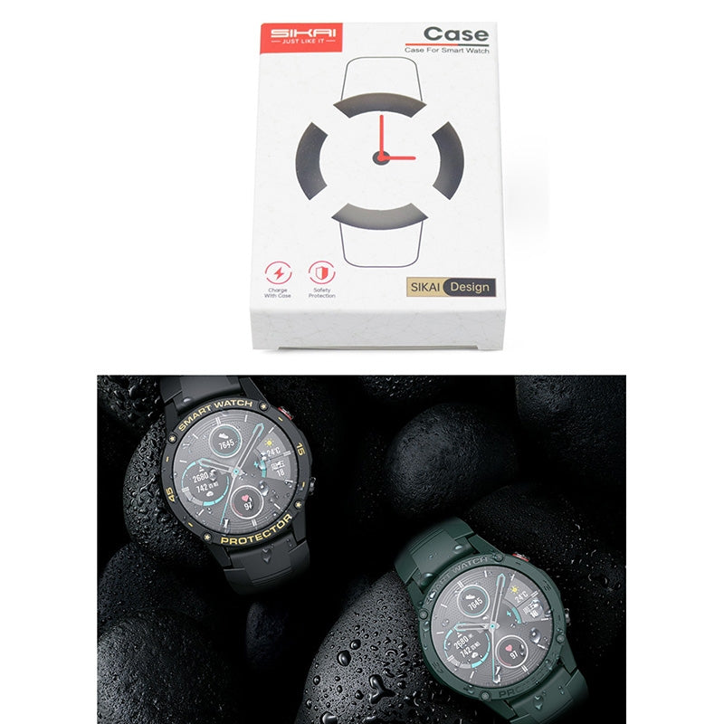 For-Huawei-Honor-Magic-2-46mm-Smart-Watch-TPU-Protective-Case,-Color:Black+White-Luminous-Green