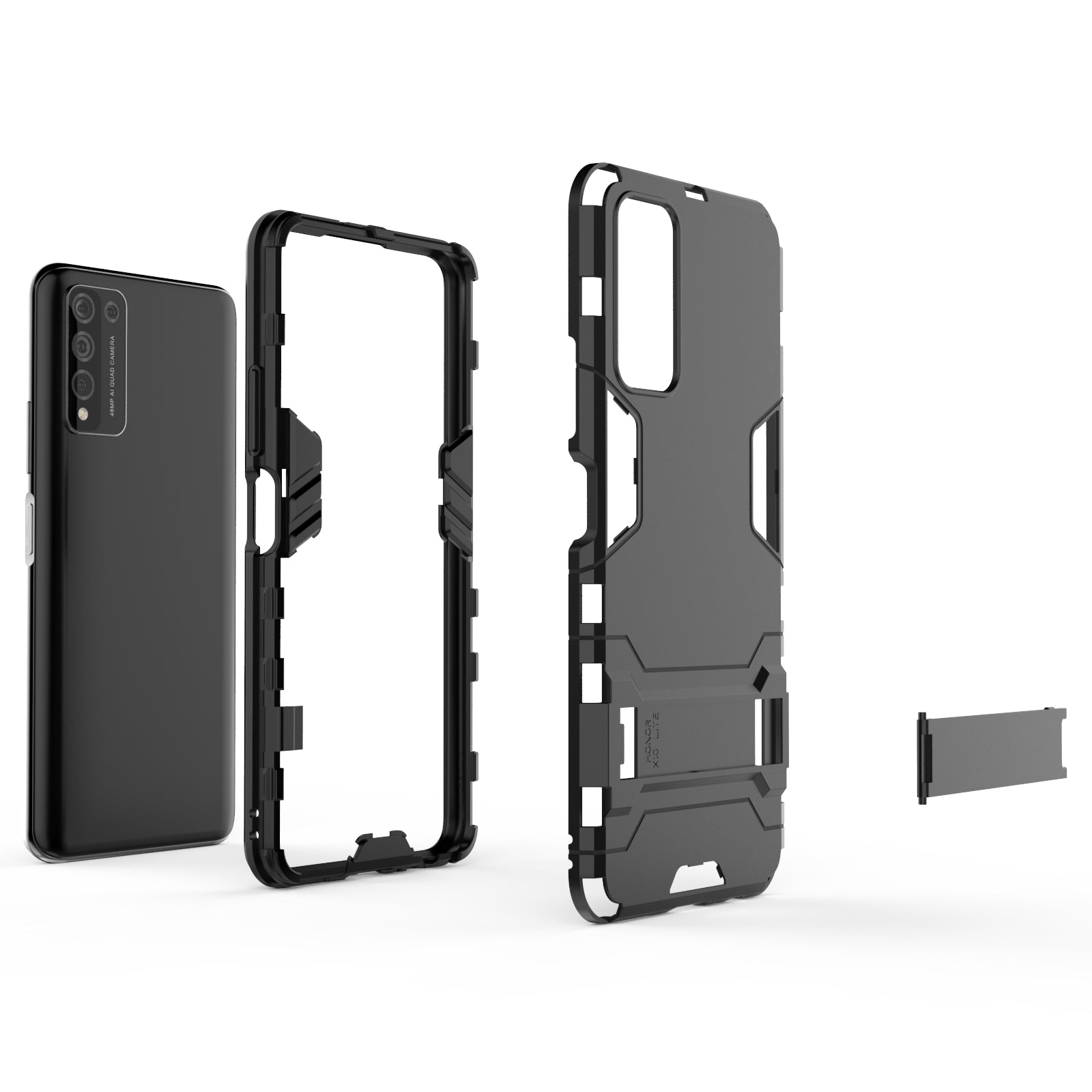 For-Huawei-Honor-10X-Lite-PC-+-TPU-Shockproof-Protective-Case-with-Holder(Navy-Blue)