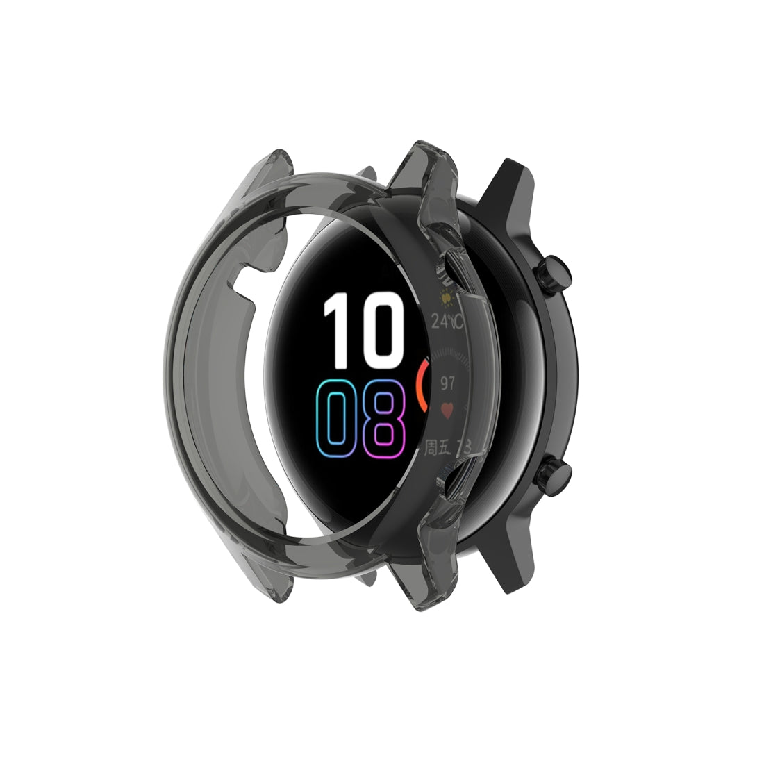 For-Huawei-Honor-Magic-watch2-42mm-TPU-Wrapped-Empty-Half-Case-Watch-Case(Transparent-Black)