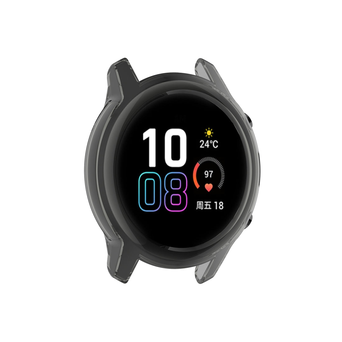For-Huawei-Honor-Magic-watch2-42mm-TPU-Wrapped-Empty-Half-Case-Watch-Case(Transparent-Black)