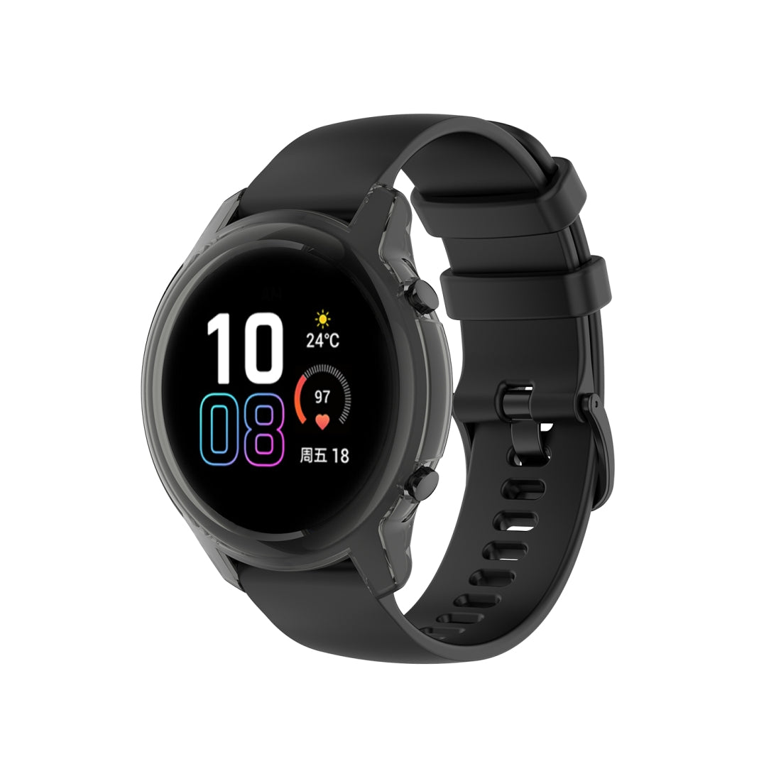 For-Huawei-Honor-Magic-watch2-42mm-TPU-Wrapped-Empty-Half-Case-Watch-Case(Transparent-Black)