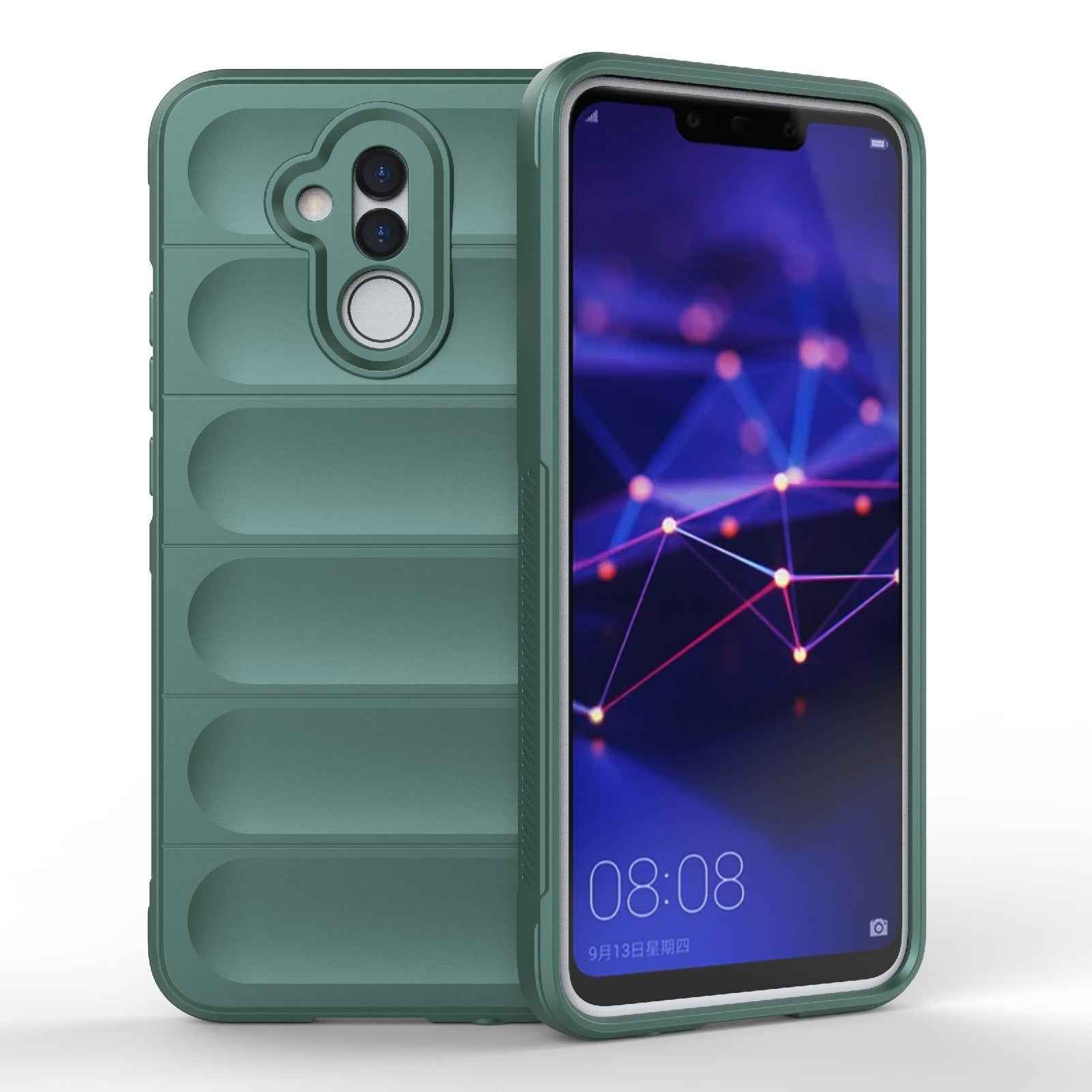For-Huawei-Mate-20-Lite-Magic-Shield-TPU-+-Flannel-Phone-Case(Dark-Green)