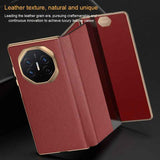 For-Huawei-Mate-XT-Ultimate-Smart-Side-View-Window-Plain-Leather-Phone-Case(Dark-Red)