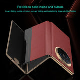 For-Huawei-Mate-XT-Ultimate-Smart-Side-View-Window-Plain-Leather-Phone-Case(Dark-Red)