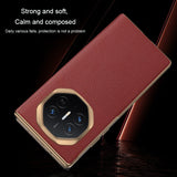 For-Huawei-Mate-XT-Ultimate-Smart-Side-View-Window-Plain-Leather-Phone-Case(Dark-Red)