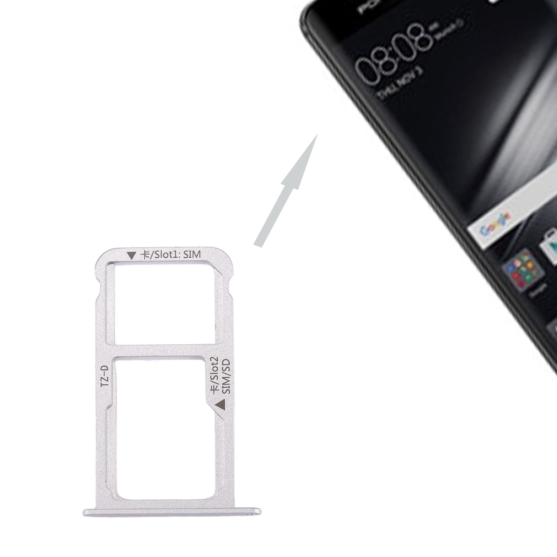 For-Huawei-Mate-9-SIM-Card-Tray-&-SIM-/-Micro-SD-Card-Tray(Silver)