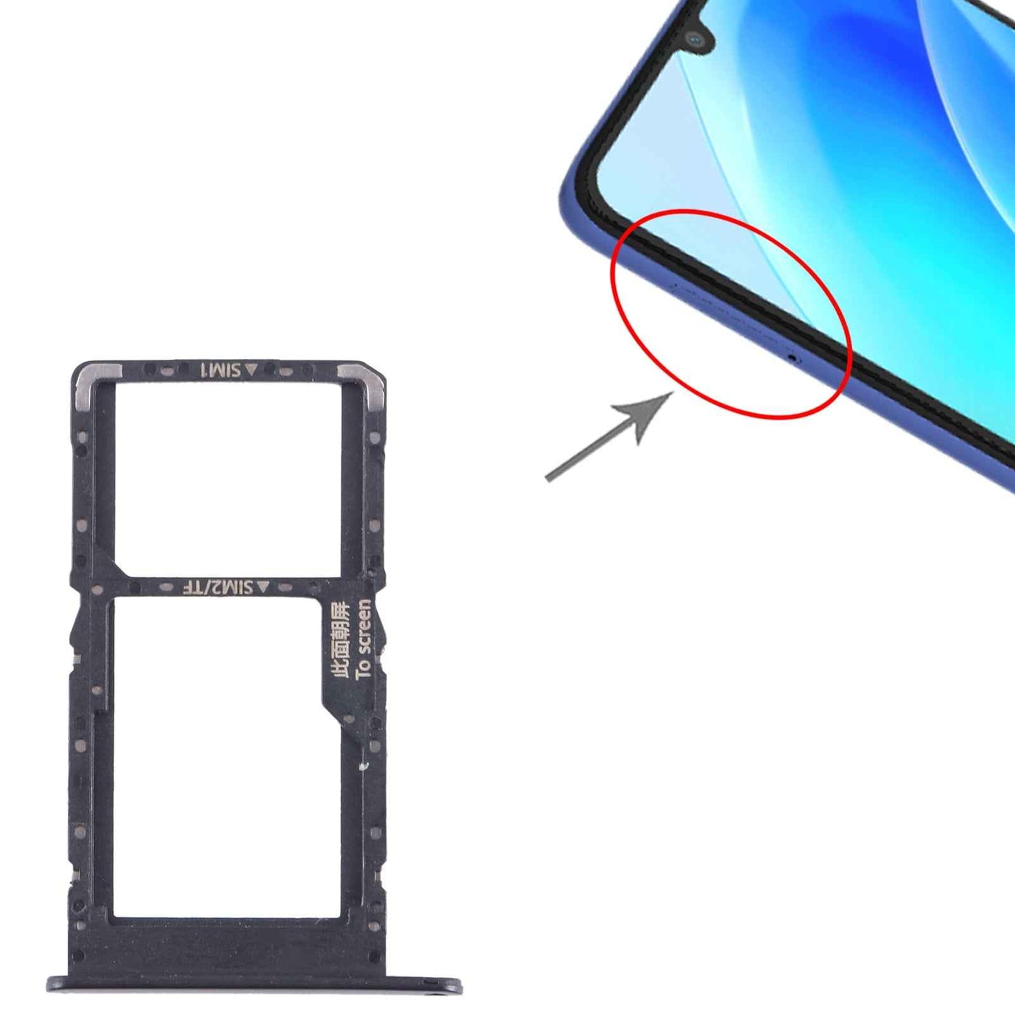 For-Huawei-nova-Y70-SIM-+-SIM-/-Micro-SD-Card-Tray-(Black)