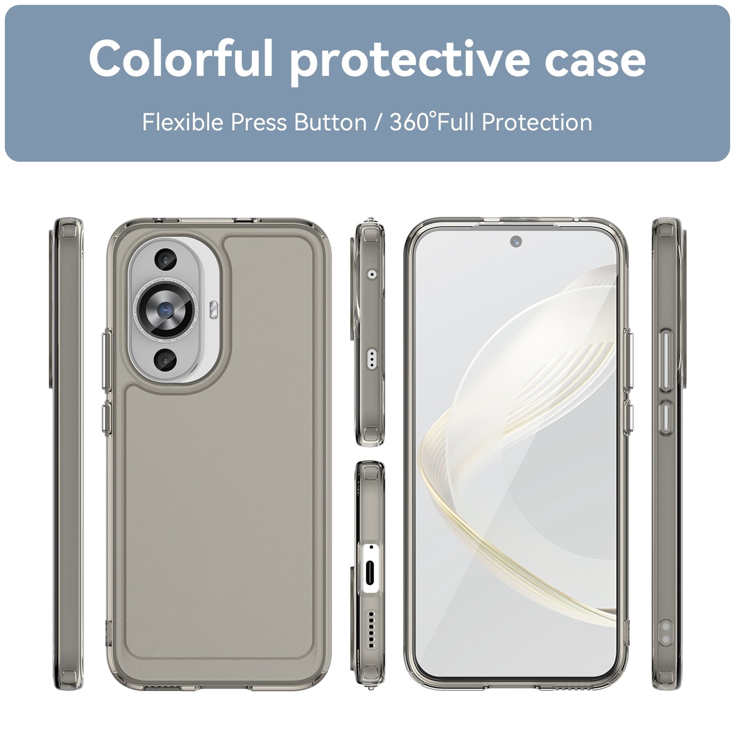 For-Huawei-nova-12s-Candy-Series-TPU-Phone-Case(Transparent-Grey)