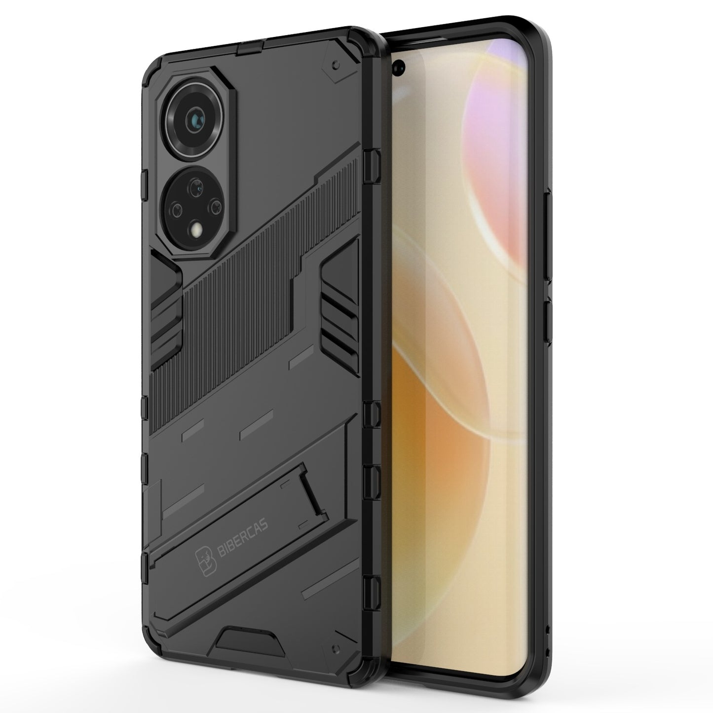 For-Huawei-nova-9-Punk-Armor-2-in-1-PC-+-TPU-Shockproof-Case-with-Invisible-Holder(Black)