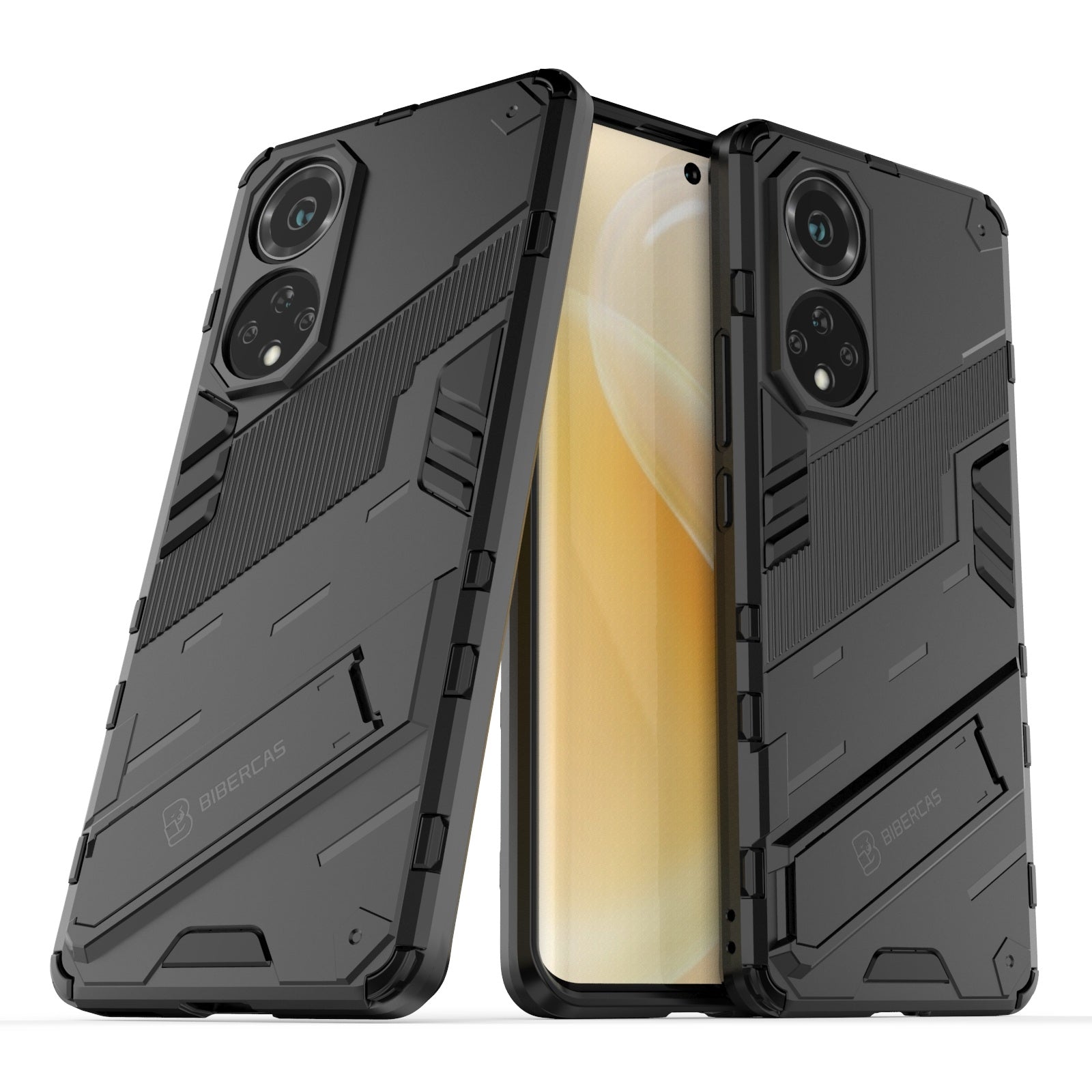For-Huawei-nova-9-Punk-Armor-2-in-1-PC-+-TPU-Shockproof-Case-with-Invisible-Holder(Black)