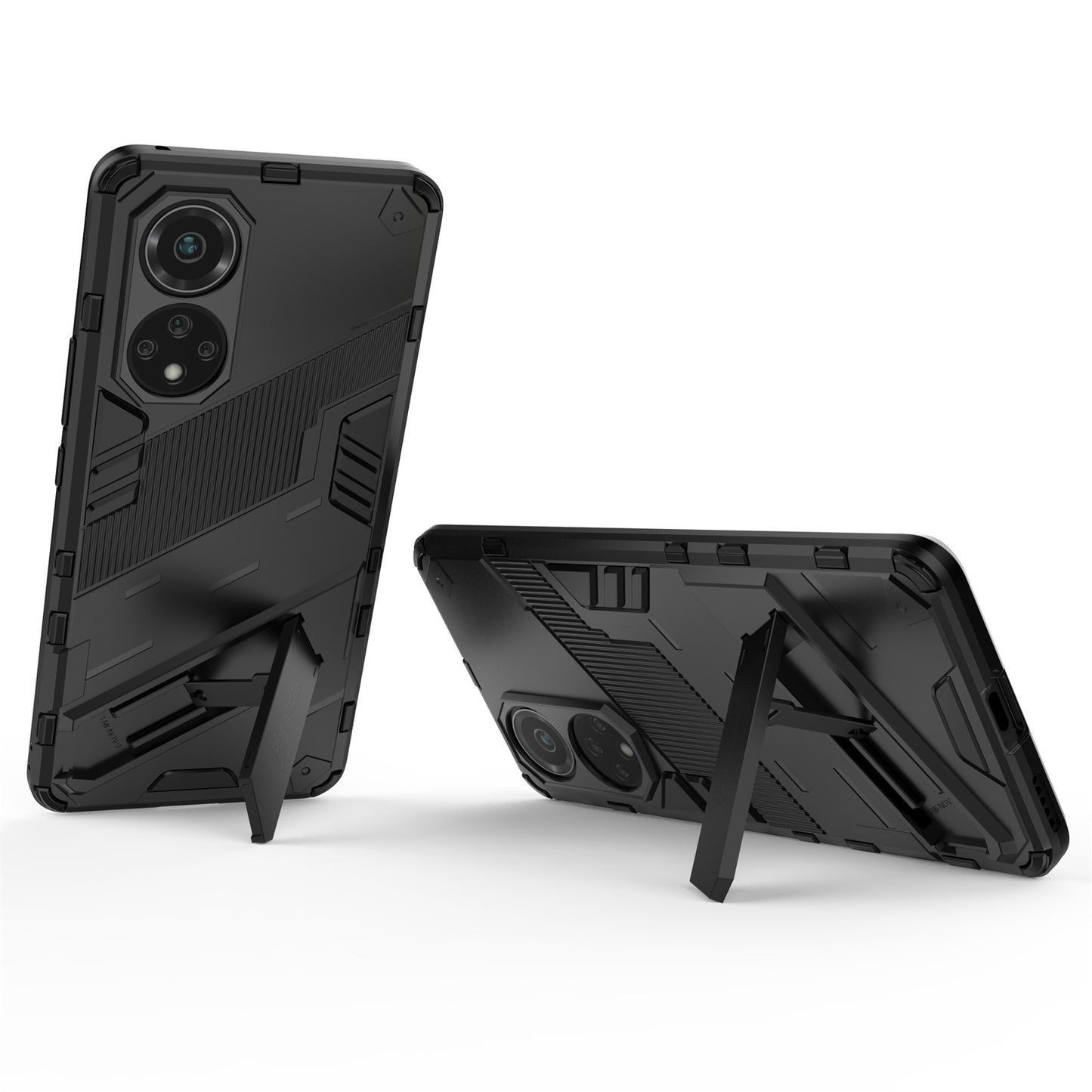For-Huawei-nova-9-Punk-Armor-2-in-1-PC-+-TPU-Shockproof-Case-with-Invisible-Holder(Black)
