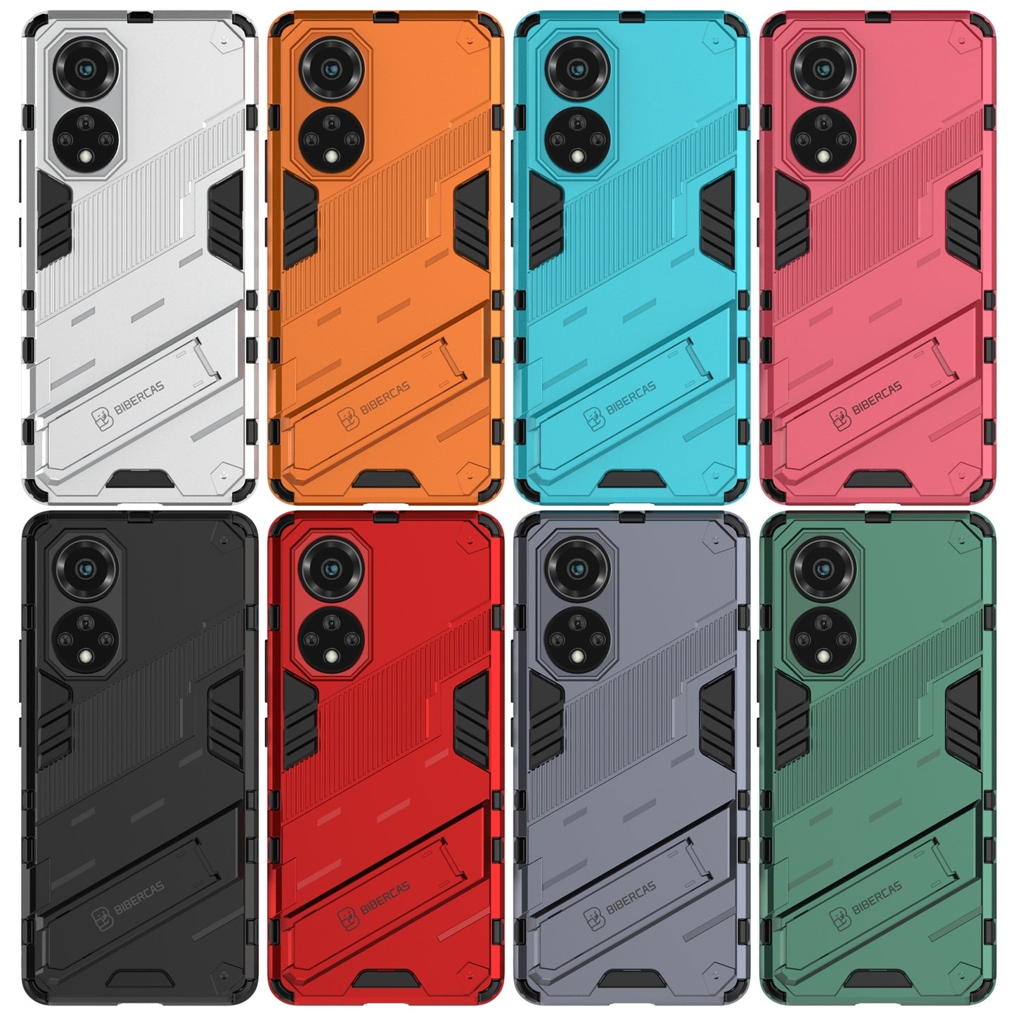 For-Huawei-nova-9-Punk-Armor-2-in-1-PC-+-TPU-Shockproof-Case-with-Invisible-Holder(Black)