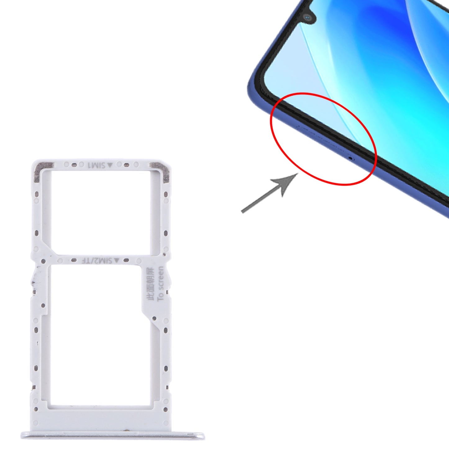 For-Huawei-nova-Y70-SIM-+-SIM-/-Micro-SD-Card-Tray-(Silver)