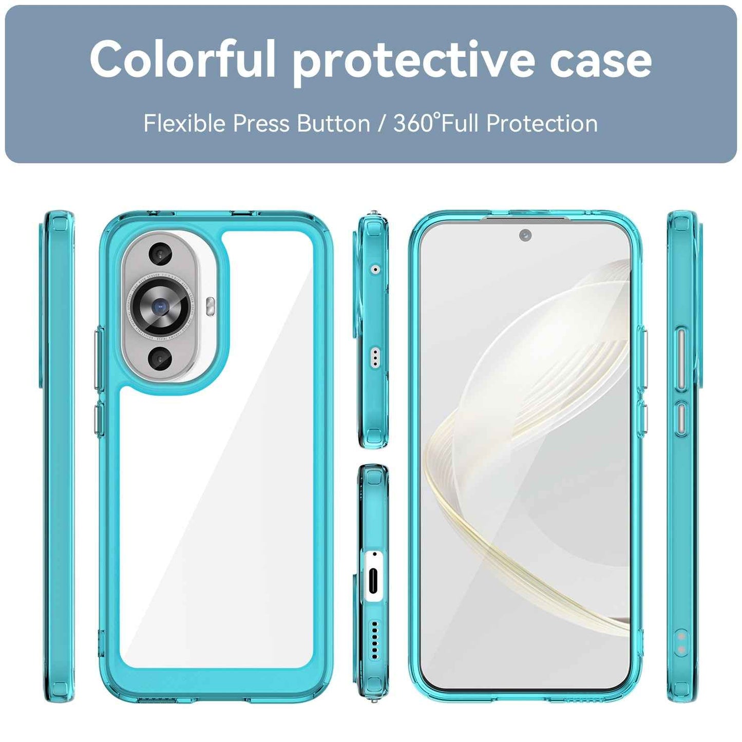 For-Huawei-nova-12s-Colorful-Series-Acrylic-+-TPU-Phone-Case(Transparent-Blue)