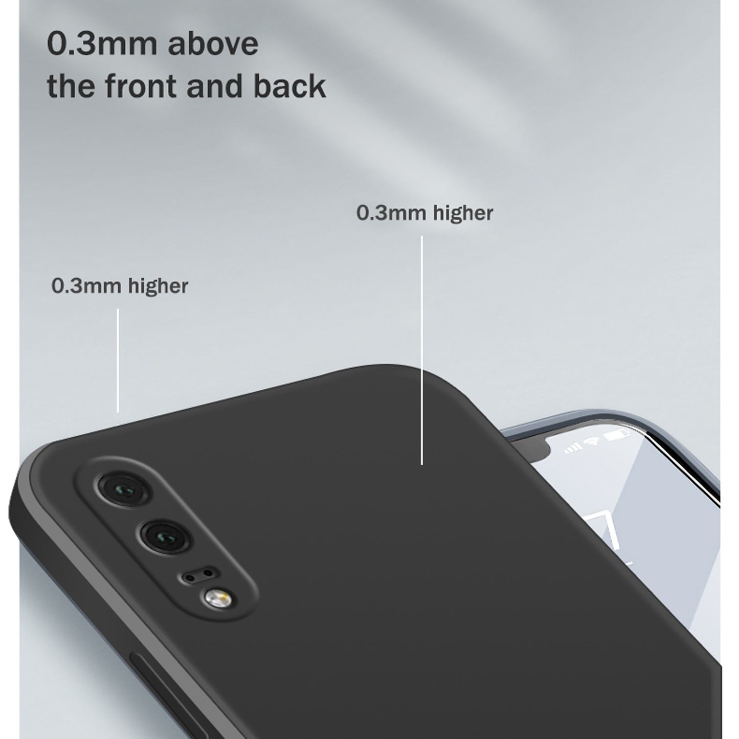 For-Huawei-P20-Solid-Color-Imitation-Liquid-Silicone-Straight-Edge-Dropproof-Full-Coverage-Protective-Case(Sky-Blue)