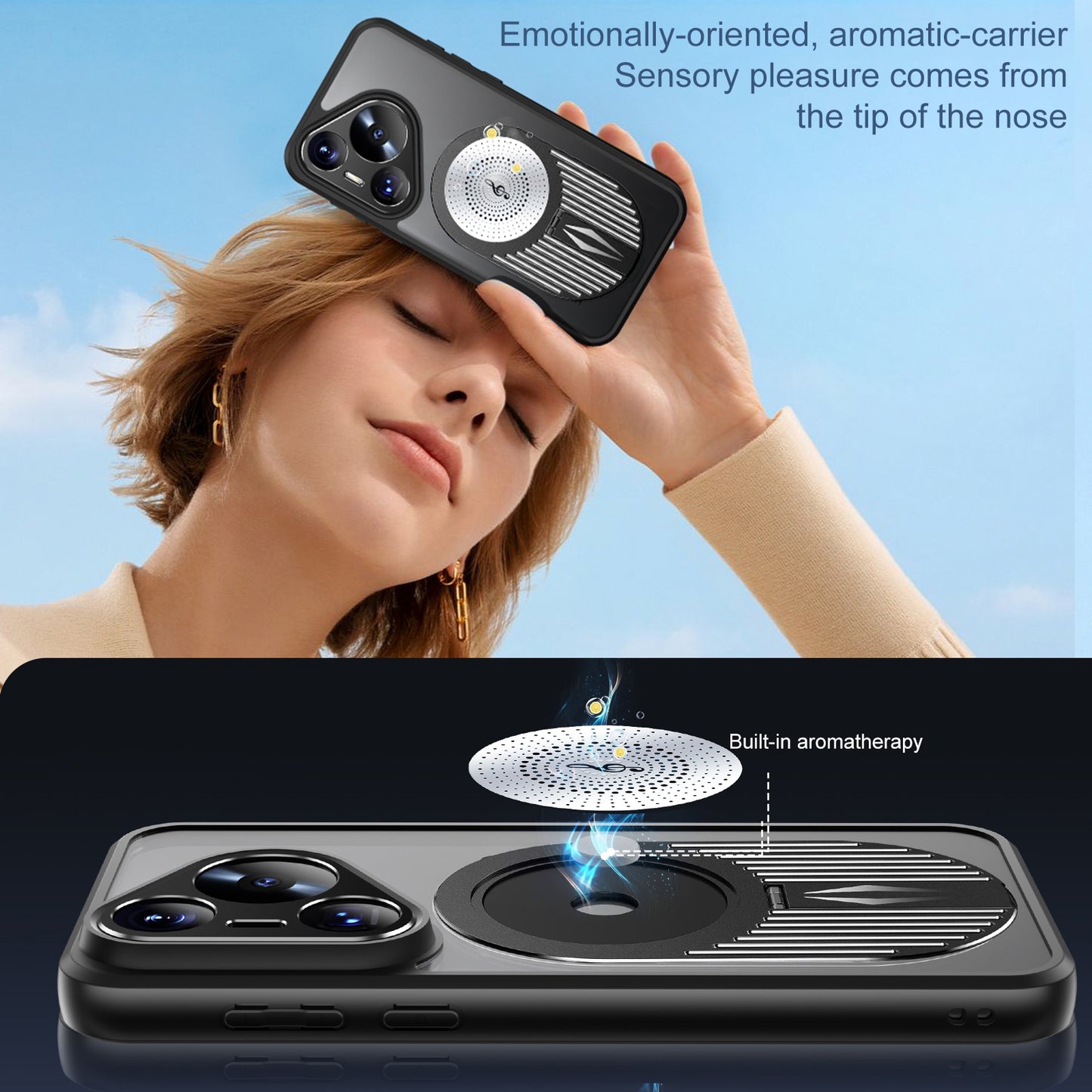 For-Huawei-Pura-70-Heat-Dissipation-Aromatherapy-MagSafe-Holder-Phone-Case(Black)