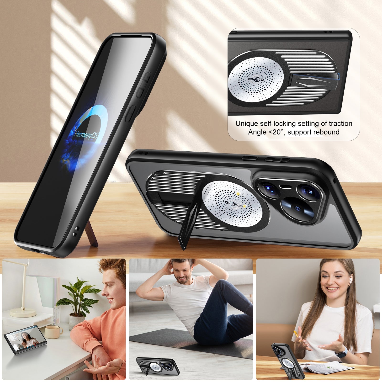 For-Huawei-Pura-70-Heat-Dissipation-Aromatherapy-MagSafe-Holder-Phone-Case(Black)
