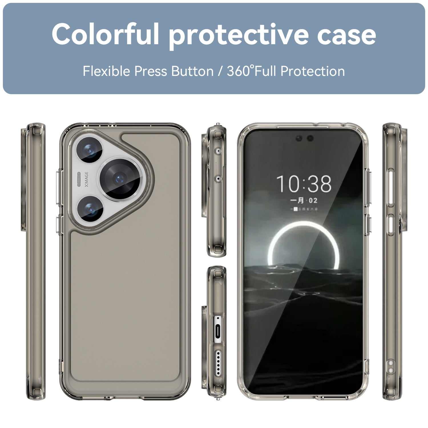 For-Huawei-Pura-70-Pro-Candy-Series-TPU-Phone-Case(Transparent-Grey)