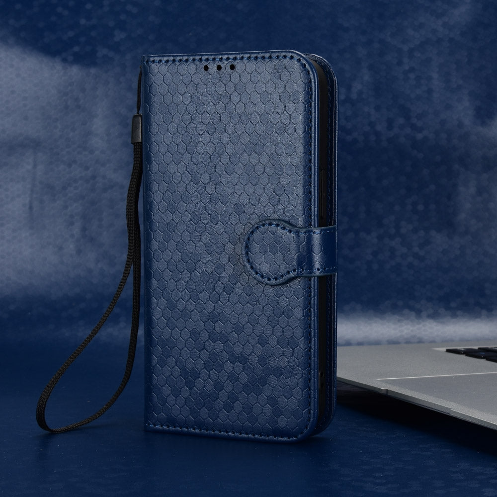 For-Huawei-Pura-70-Honeycomb-Dot-Texture-Leather-Phone-Case(Blue)