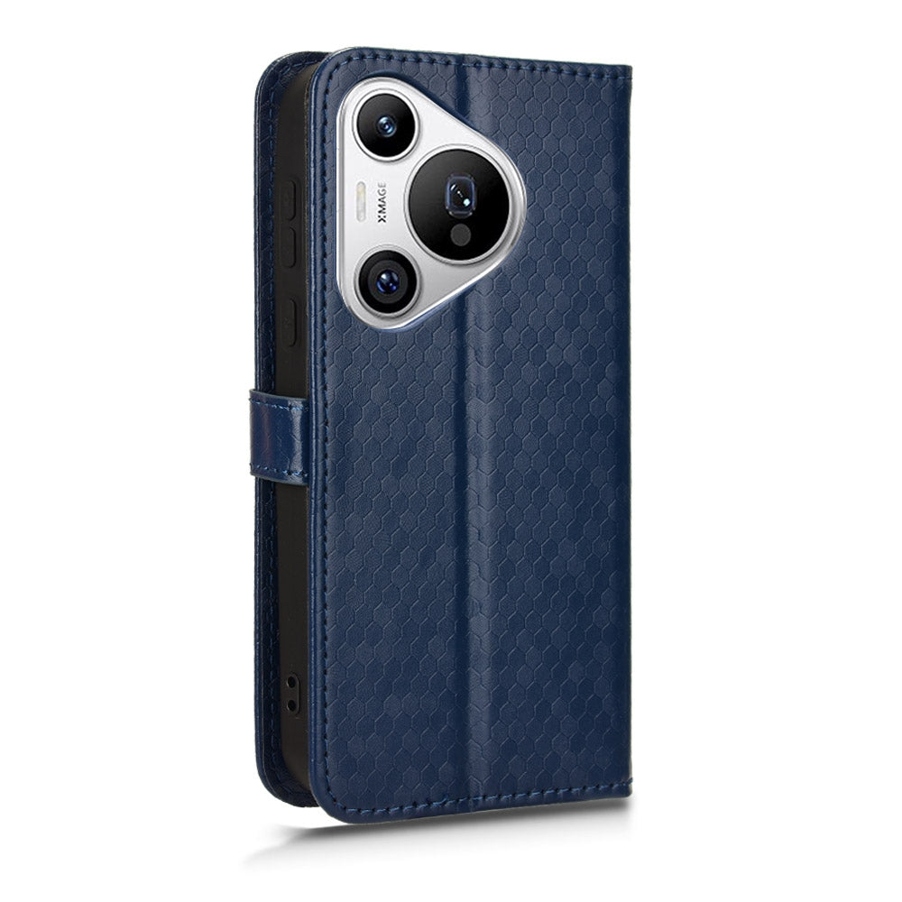 For-Huawei-Pura-70-Honeycomb-Dot-Texture-Leather-Phone-Case(Blue)