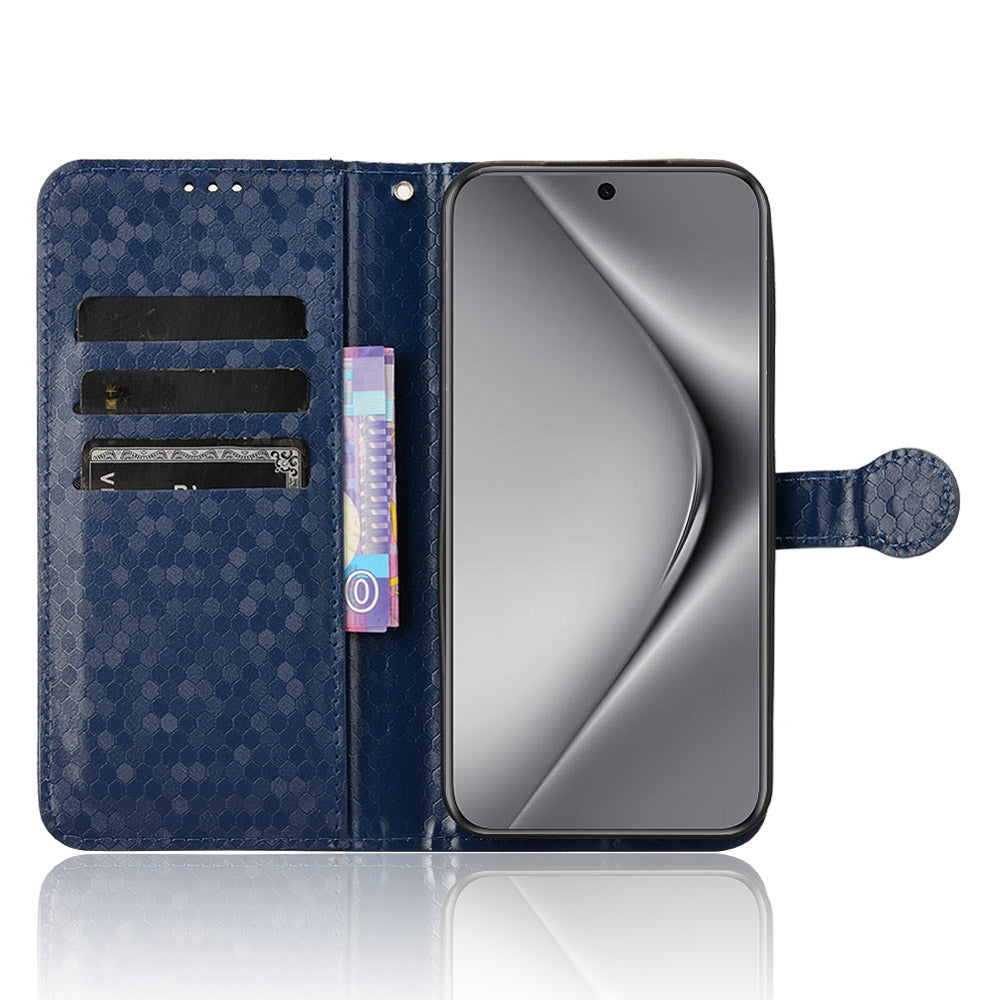 For-Huawei-Pura-70-Honeycomb-Dot-Texture-Leather-Phone-Case(Blue)