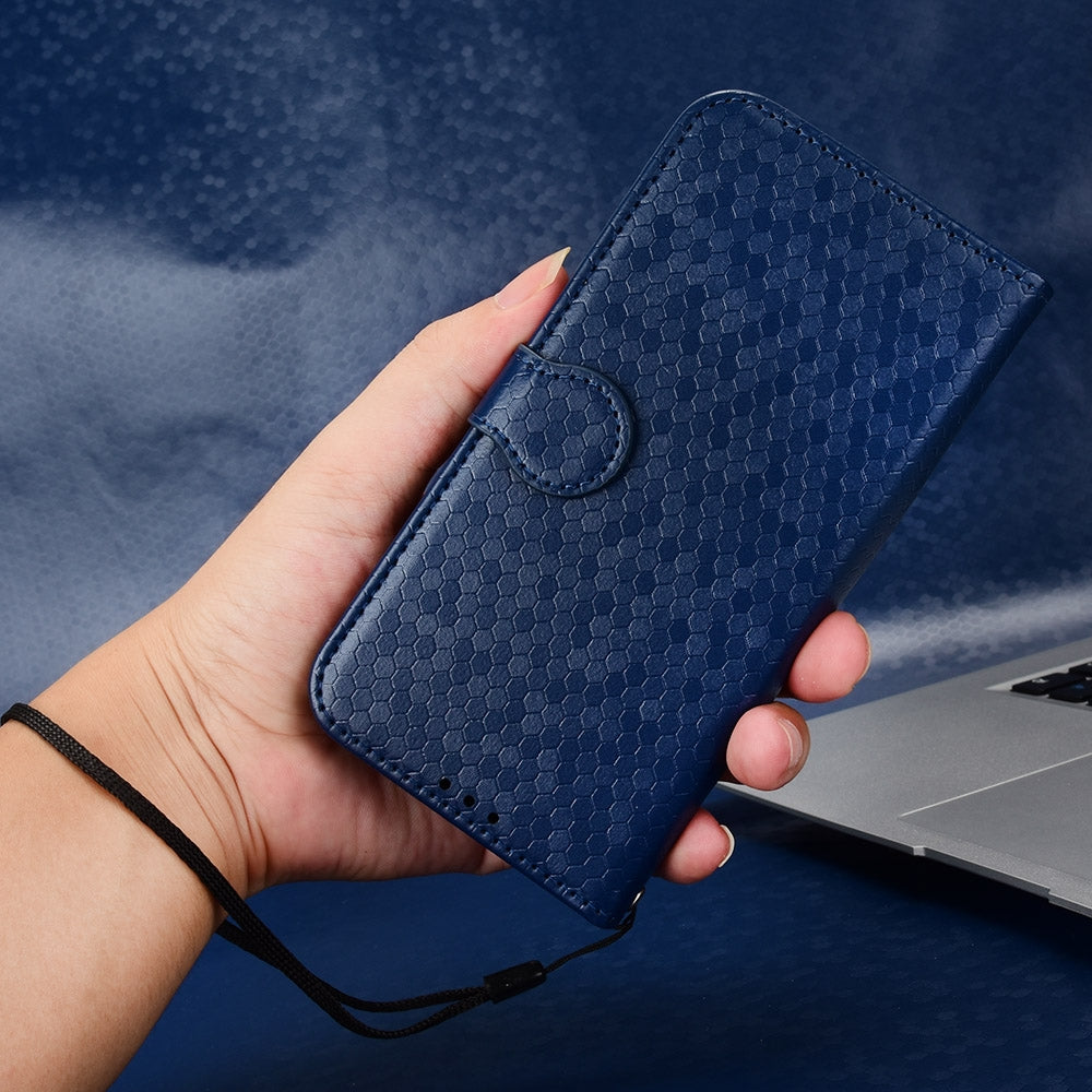 For-Huawei-Pura-70-Honeycomb-Dot-Texture-Leather-Phone-Case(Blue)